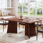 Table à manger de ferme moderne 63" pour 6-8 personnes - Plateau rectangulaire en bois avec pieds piédestal en métal pour la maison ou le bureau