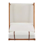 Mid Century Modern Accent Armchair with Solid Wood Frame and High Back, Beige Upholstery, for Reading Nook