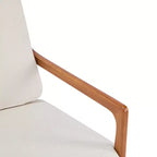 Mid Century Modern Accent Armchair with Solid Wood Frame and High Back, Beige Upholstery, for Reading Nook
