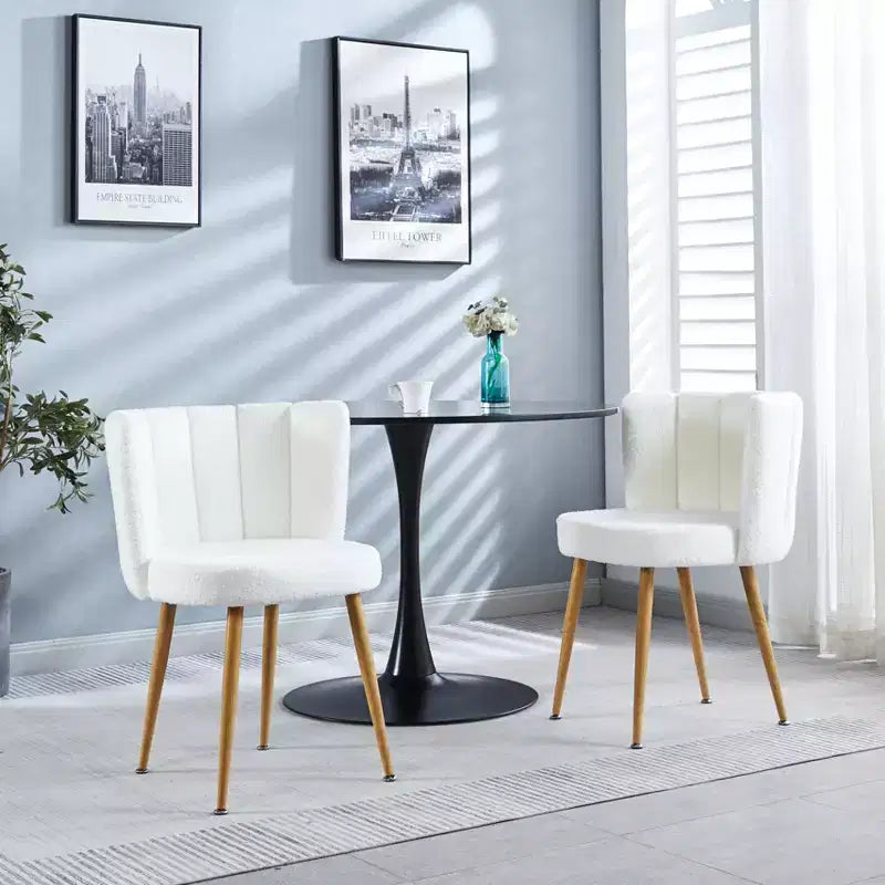Lot de 2 Chaises de Salle à Manger Modernes avec Assise Ergonomique, Coussins en Poils Courts et Dossier Confortable