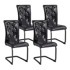 Lot de 4 Chaises de Salle à Manger Rembourrées en Similicuir avec Détails de Boucle en Cristal et Pieds en Métal Durables
