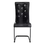 Lot de 4 Chaises de Salle à Manger Rembourrées en Similicuir avec Détails de Boucle en Cristal et Pieds en Métal Durables