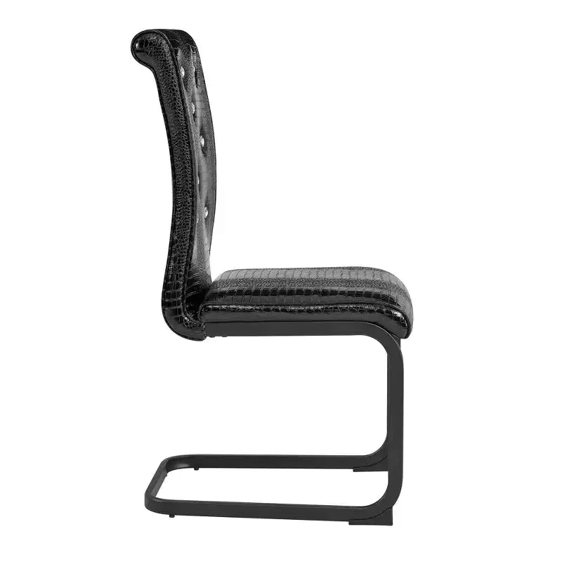 Lot de 4 Chaises de Salle à Manger Rembourrées en Similicuir avec Détails de Boucle en Cristal et Pieds en Métal Durables