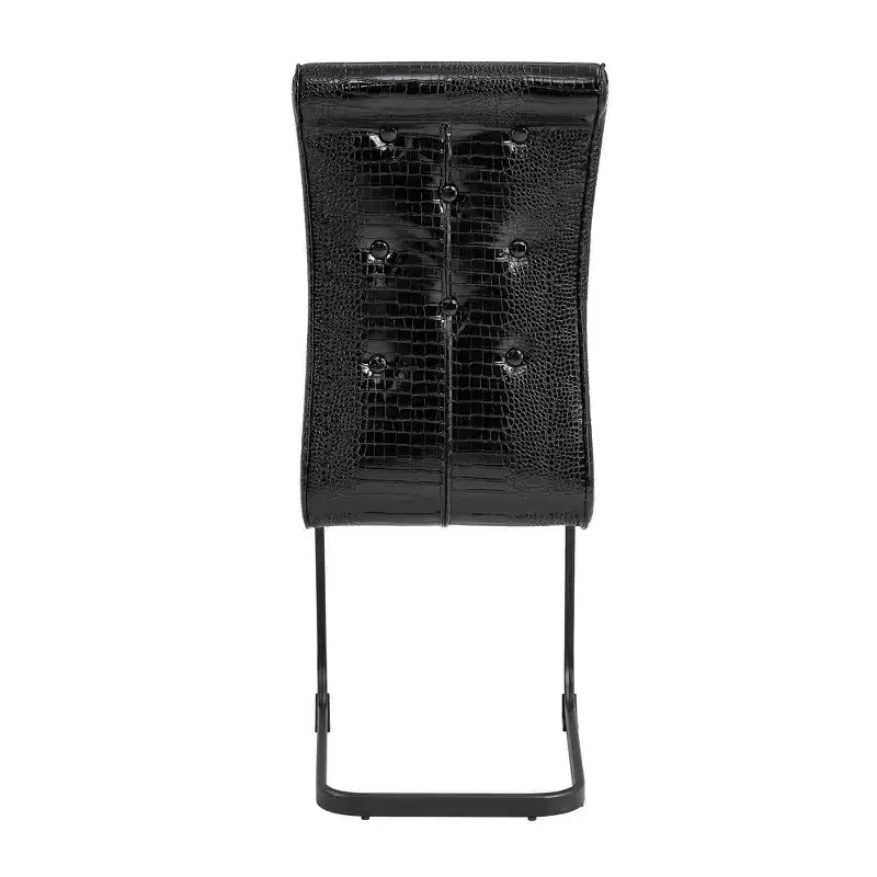 Lot de 4 Chaises de Salle à Manger Rembourrées en Similicuir avec Détails de Boucle en Cristal et Pieds en Métal Durables