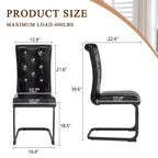 Lot de 4 Chaises de Salle à Manger Rembourrées en Similicuir avec Détails de Boucle en Cristal et Pieds en Métal Durables