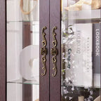 Lighted Glass Curio Display Cabinet with Adjustable Shelves, High-Quality Hinge, and Vintage Handles
