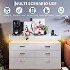 6 Drawer Dresser, Chest of Drawers for Closet with Floating LED Lights & Charging Station, Drawer Cabinet for Bedroom, Living Room, 47.24w