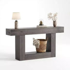 Table d'entrée de ferme de 63 po avec rangement et station de recharge, console étroite à 2 niveaux derrière le canapé, meuble de couloir en bois pour hall d'entrée