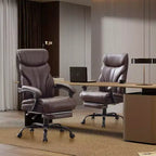 Fauteuil de bureau, fauteuil de direction grande taille 225 kg avec repose-pieds, fauteuil de jeu inclinable en cuir 90-155 degrés