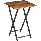 ACOINEL Folding TV Tray Table, Wooden Portable Sofa Side Table, Industrial Snack End Table for Small Spaces - Space-Saving, Easy Install & Fold