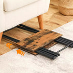 ACOINEL Folding TV Tray Table, Wooden Portable Sofa Side Table, Industrial Snack End Table for Small Spaces - Space-Saving, Easy Install & Fold