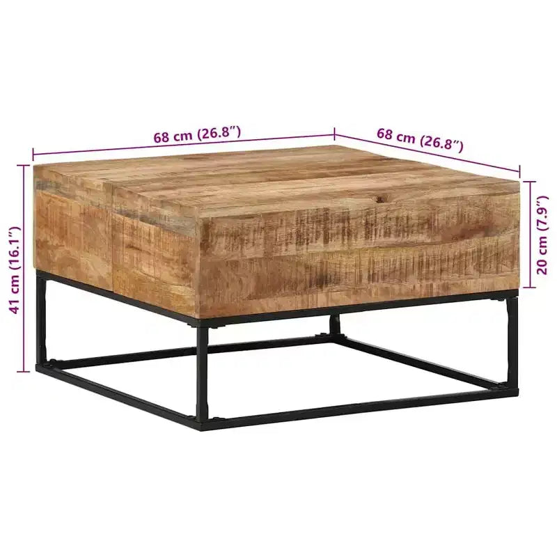 vidaXL Coffee Table Rough mango wood Rough mango wood Medium