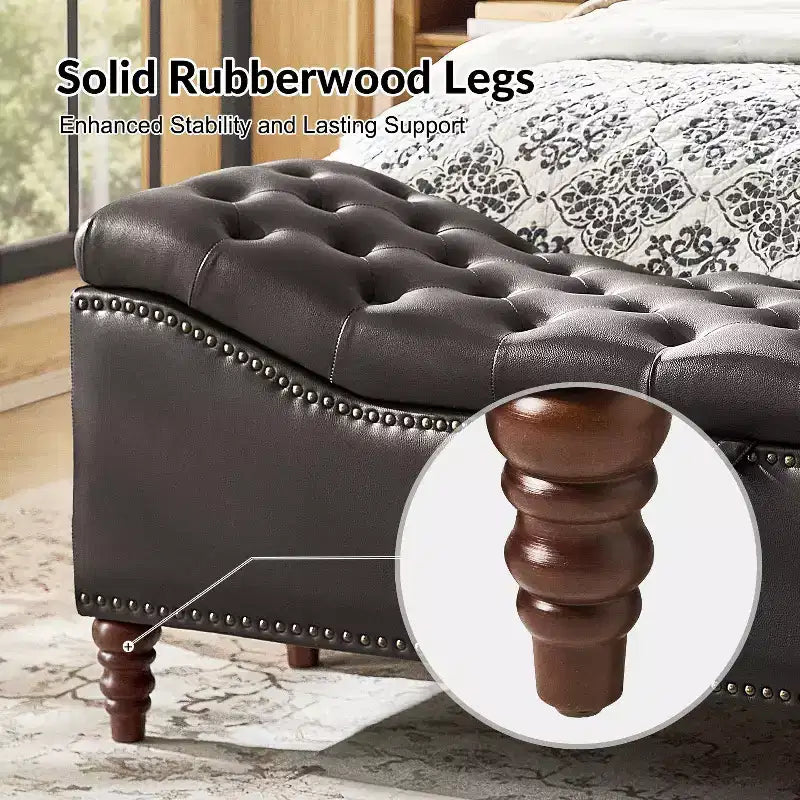 Banc traditionnel Wendy avec capitonnage|HULALA HOME-MARRON