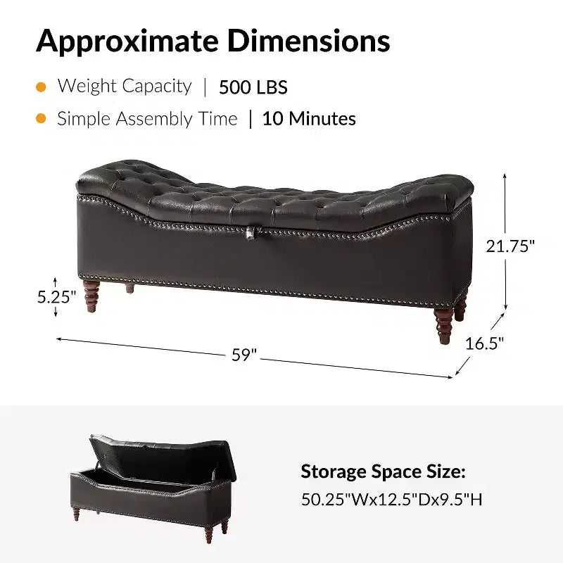 Banc traditionnel Wendy avec capitonnage|HULALA HOME-MARRON