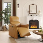 Power Recliner Single Sofa Chair  360 Swivel Rocker Glider, Massage Function, Adjustable Lumbar Support, USB Charging, Faux Leather  Deep Seat