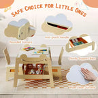 Costway 5-in-1 Kids' Table & Chair Set with Chalkboard, Whiteboard, 3 Storage Bins, 4 Hooks Gray + White/Natural + White + Orange
