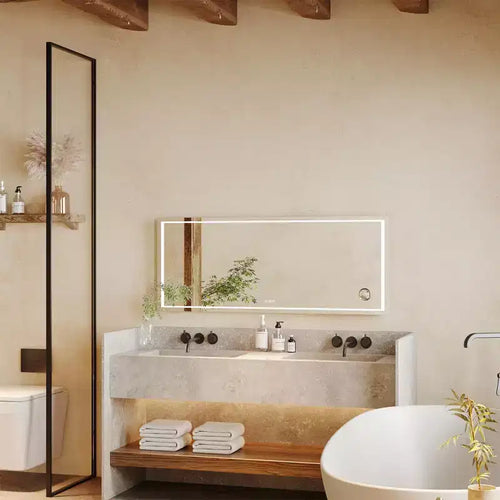 Miroir de salle de bain LED 24x32 pouces, rétroéclairage avant et arrière dimmable, 3 couleurs, mémoire, miroir mural lumineux anti-buée incassable, horizontal/vertical