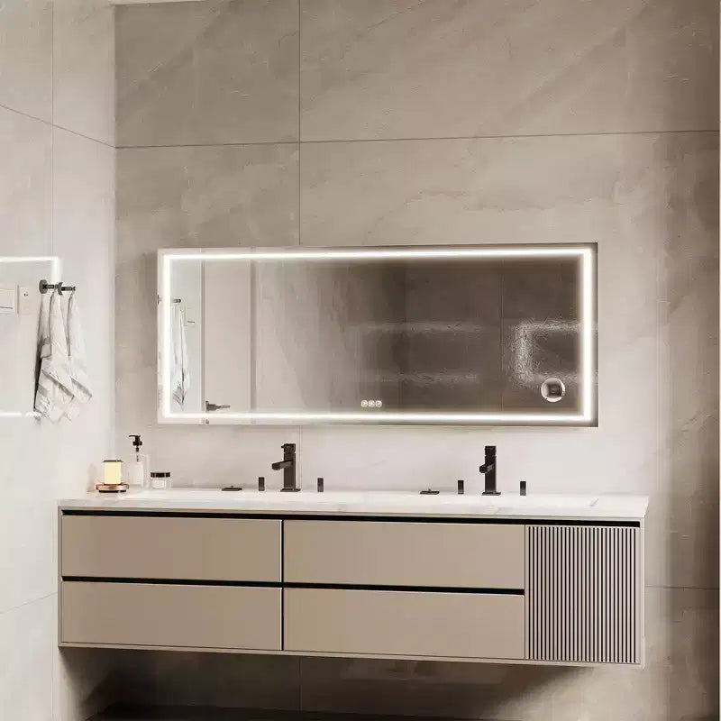 Miroir de salle de bain LED 24x32 pouces, rétroéclairage avant et arrière dimmable, 3 couleurs, mémoire, miroir mural lumineux anti-buée incassable, horizontal/vertical