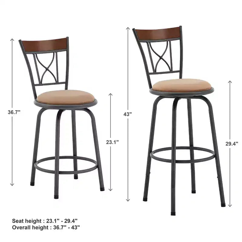 Sheen Curve X-Back Bar Stool - Set of 3 - Black/Brown - iNSPIRE Q
