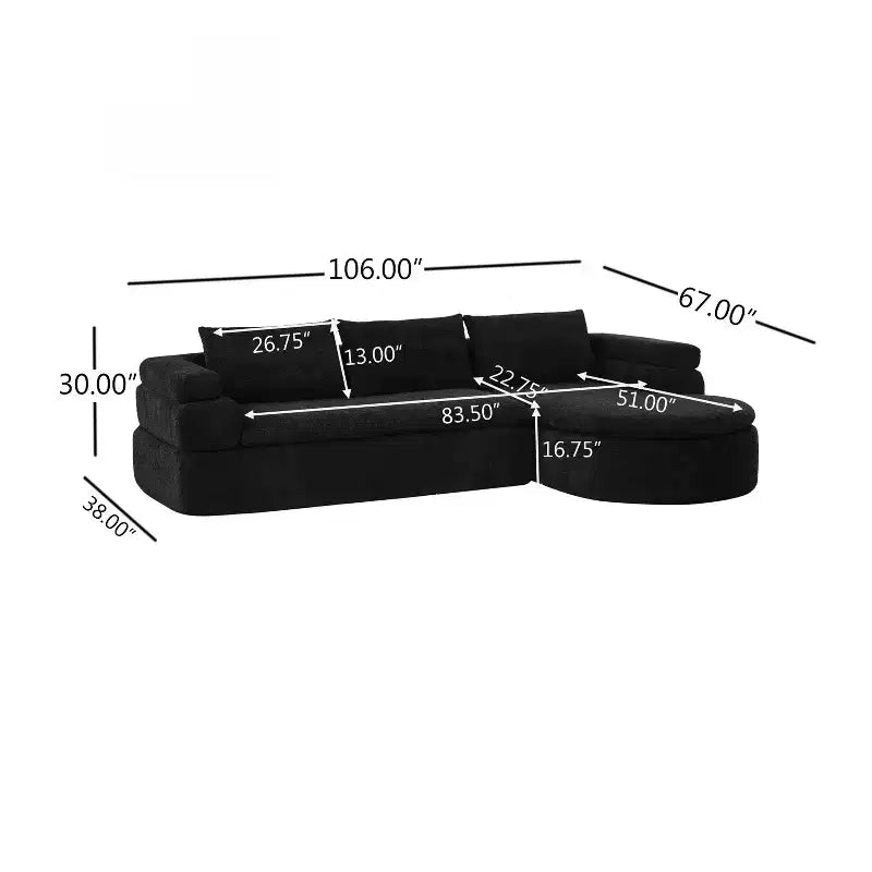Christopher Knight Home Evelyne 106 Modern 4-Seater L Shaped Sectional Sofas with 3 Pillows