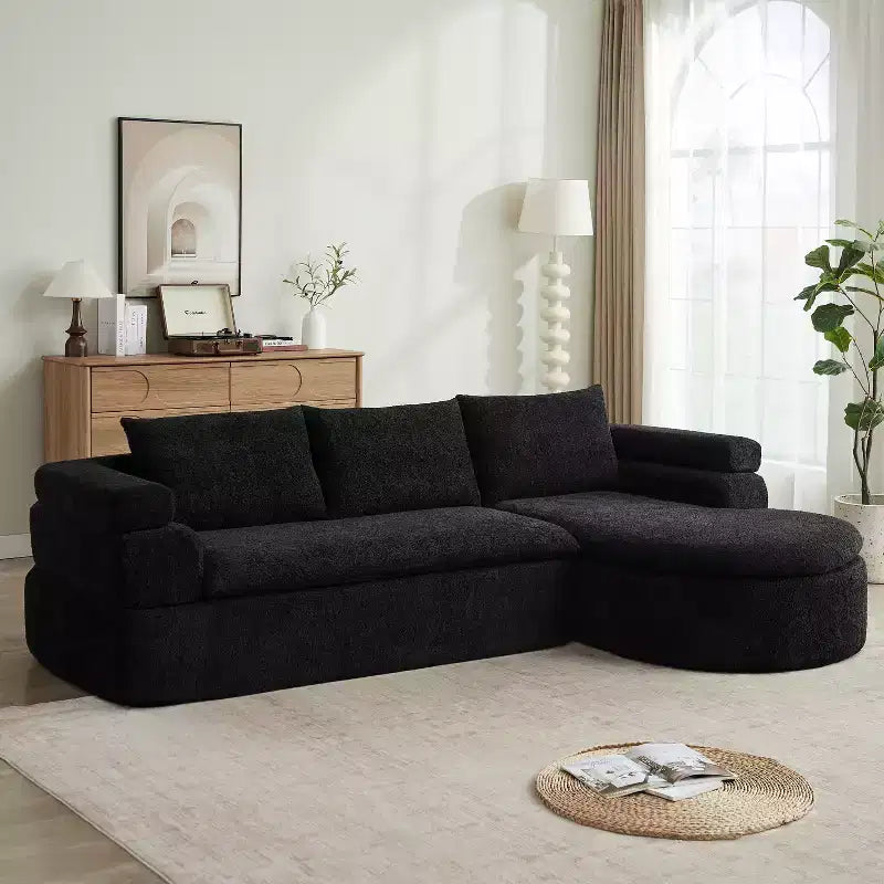 Christopher Knight Home Evelyne 106 Modern 4-Seater L Shaped Sectional Sofas with 3 Pillows