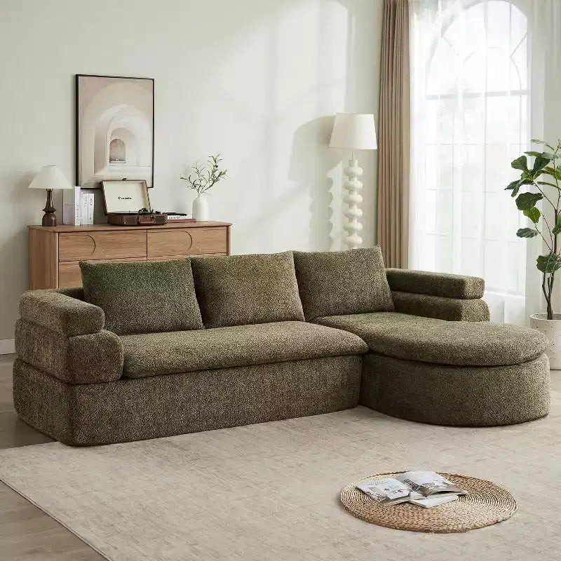 Christopher Knight Home Evelyne 106 Modern 4-Seater L Shaped Sectional Sofas with 3 Pillows