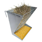 Wall Mount Hay Feeder, 2 in 1 Hay & Grain Livestock Feeder, Heavy Duty Metal Wall Mount Hay Rack with Adjustable Distance for Goats, Sheep, Horse