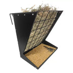 Wall Mount Hay Feeder, 2 in 1 Hay & Grain Livestock Feeder, Heavy Duty Metal Wall Mount Hay Rack with Adjustable Distance for Goats, Sheep, Horse