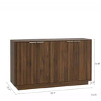 JVNOXK Buffet de rangement moderne en bois avec design encastré, étagères réglables et quatre compartiments intégrés. Bois naturel
