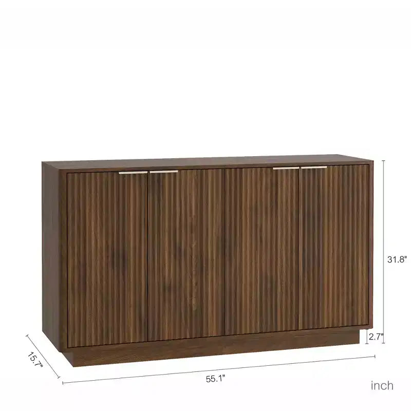 JVNOXK Buffet de rangement moderne en bois avec design encastré, étagères réglables et quatre compartiments intégrés. Bois naturel