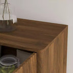 JVNOXK Buffet de rangement moderne en bois avec design encastré, étagères réglables et quatre compartiments intégrés. Bois naturel