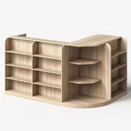 Hitow Light Wood Retail Cash Register & Reception Counter with Display Shelves