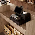 Hitow Light Wood Retail Cash Register & Reception Counter with Display Shelves