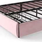 GDFStudio Nora Lit plateforme moderne pour enfant avec revêtement en velours et 2 tiroirs de rangement