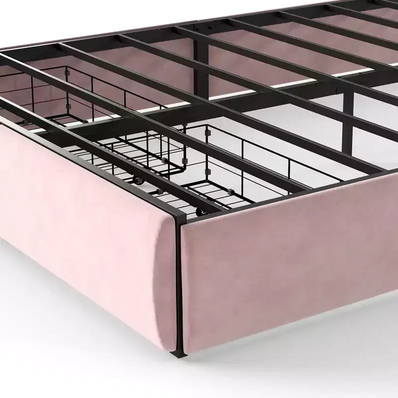 GDFStudio Nora Lit plateforme moderne pour enfant avec revêtement en velours et 2 tiroirs de rangement