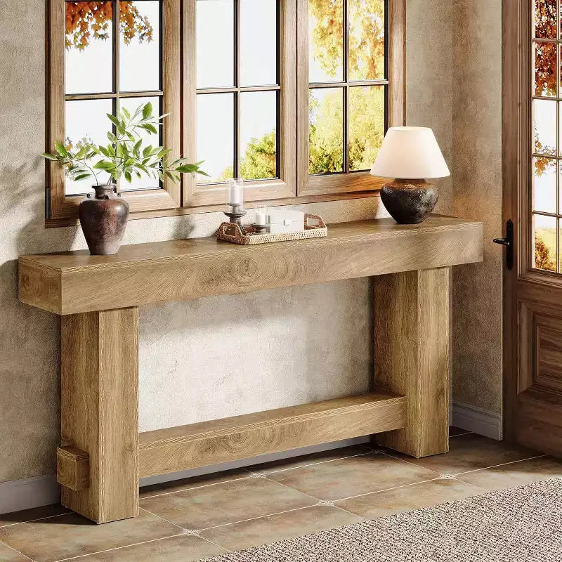 Lantine 70.9-Inch Entryway Console Table, Extra Long Wooden Farmhouse Sofa Table for Hallway, Living Room, Wood Grain Finish