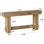Lantine Table console d'entrée de 70,9 pouces, table de canapé extra longue en bois de style ferme pour couloir, salon, finition grain de bois