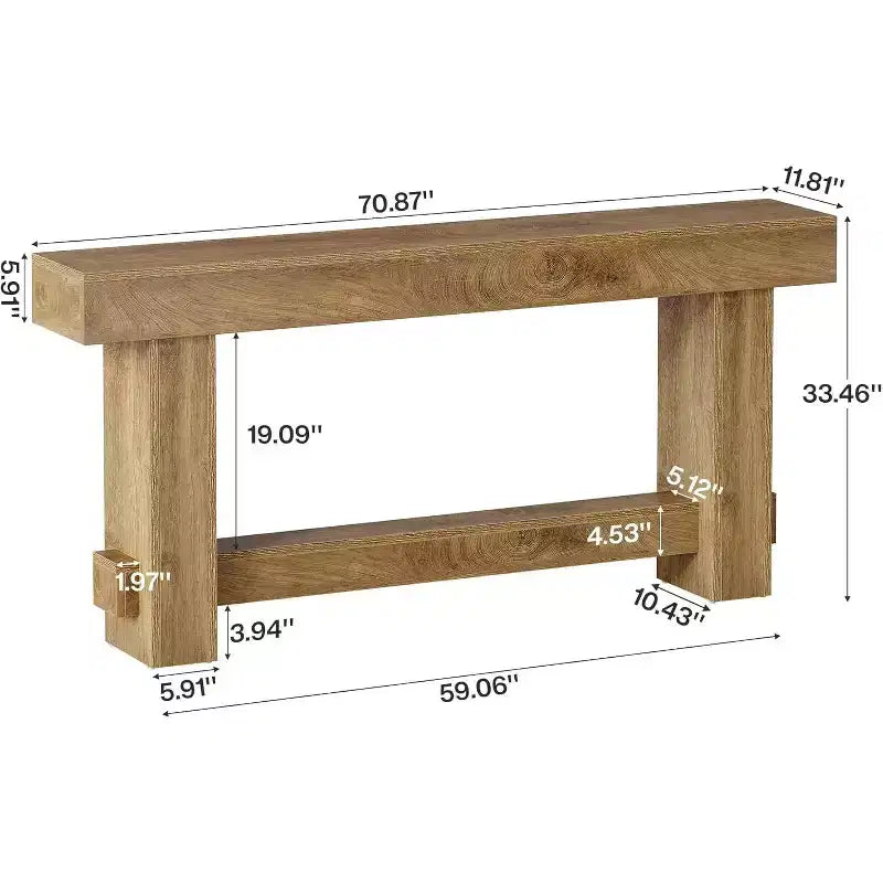 Lantine Table console d'entrée de 70,9 pouces, table de canapé extra longue en bois de style ferme pour couloir, salon, finition grain de bois