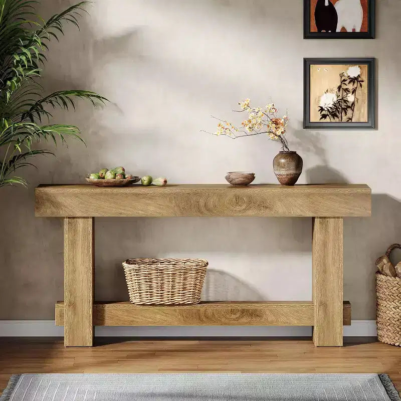 Lantine Table console d'entrée de 70,9 pouces, table de canapé extra longue en bois de style ferme pour couloir, salon, finition grain de bois