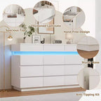 Modern Dresser for Bedroom, 59 Wooden Dresser with LED Lights, Modern Dressers & Chests of Drawers for Living Room Hallway Bedroom