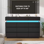 Modern Dresser for Bedroom, 59 Wooden Dresser with LED Lights, Modern Dressers & Chests of Drawers for Living Room Hallway Bedroom