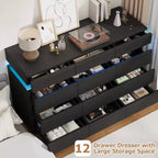Modern Dresser for Bedroom, 59 Wooden Dresser with LED Lights, Modern Dressers & Chests of Drawers for Living Room Hallway Bedroom