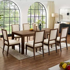 Modern 60 Expandable Dining Table with Hidden Center Leaf, Ash Wood Veneer, Adjustable Feet, Accommodate Seats 68,For Dining Room - Morden Fort