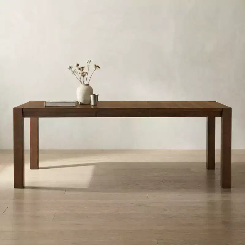 Modern 60 Expandable Dining Table with Hidden Center Leaf, Ash Wood Veneer, Adjustable Feet, Accommodate Seats 68,For Dining Room - Morden Fort