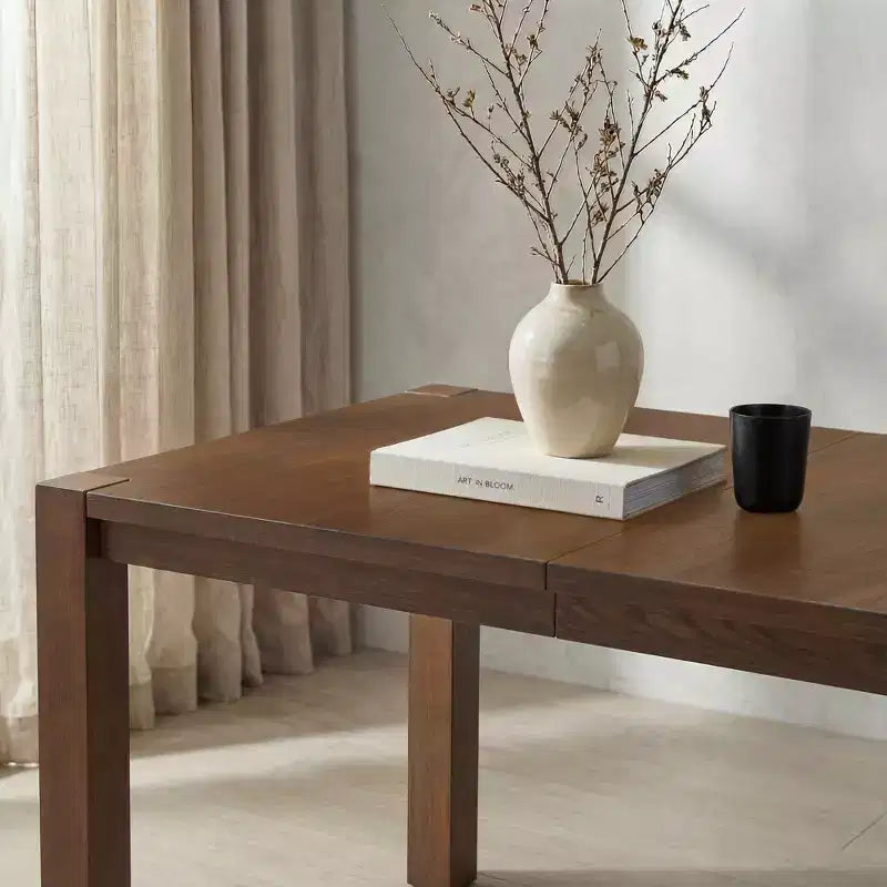 Modern 60 Expandable Dining Table with Hidden Center Leaf, Ash Wood Veneer, Adjustable Feet, Accommodate Seats 68,For Dining Room - Morden Fort