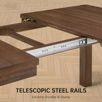 Modern 60 Expandable Dining Table with Hidden Center Leaf, Ash Wood Veneer, Adjustable Feet, Accommodate Seats 68,For Dining Room - Morden Fort