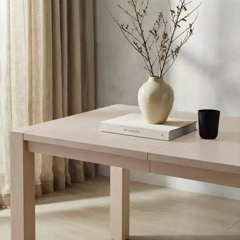 Modern 60 Expandable Dining Table with Hidden Center Leaf, Ash Wood Veneer, Adjustable Feet, Accommodate Seats 68,For Dining Room - Morden Fort