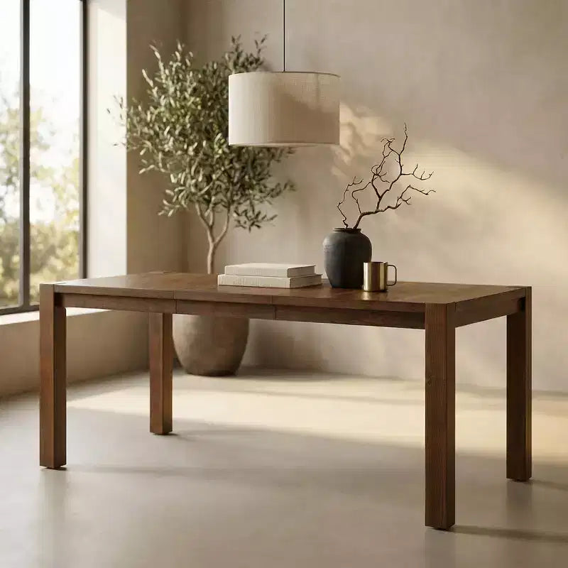 Modern 60 Expandable Dining Table with Hidden Center Leaf, Ash Wood Veneer, Adjustable Feet, Accommodate Seats 68,For Dining Room - Morden Fort