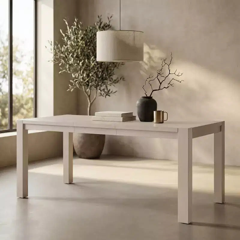 Modern 60 Expandable Dining Table with Hidden Center Leaf, Ash Wood Veneer, Adjustable Feet, Accommodate Seats 68,For Dining Room - Morden Fort