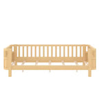Lit plateforme Bellemave pour enfants avec barrières de sécurité et clôture amovible, lit en bois à profil bas pour garçons et filles